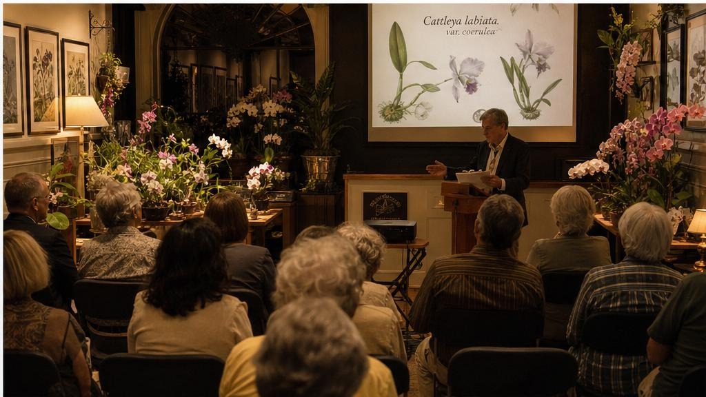Members gathered during a Martin County Orchid Society evening program.
